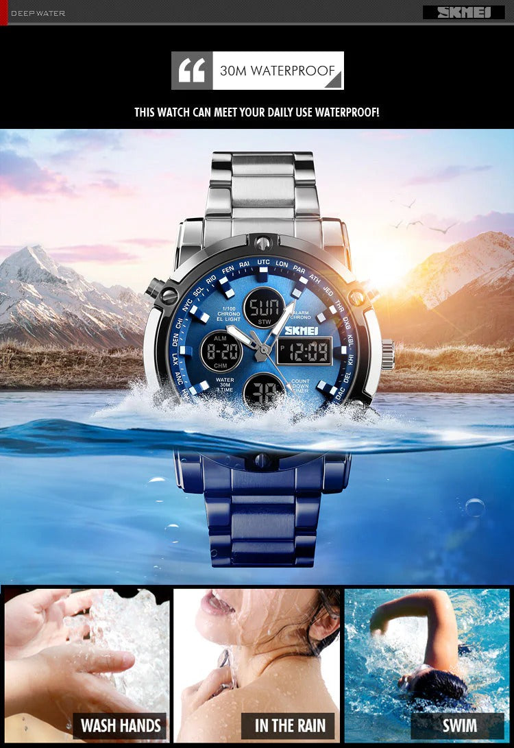 TOKDIS Men’s Luxury – Digital Sports Watch, Stainless Steel Edition