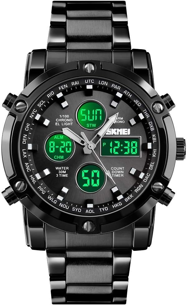 TOKDIS Men’s Luxury – Digital Sports Watch, Stainless Steel Edition